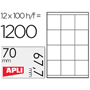 APLI ETIQUETA IMPRESORA 70x67,7mm 12x100-PACK 01290